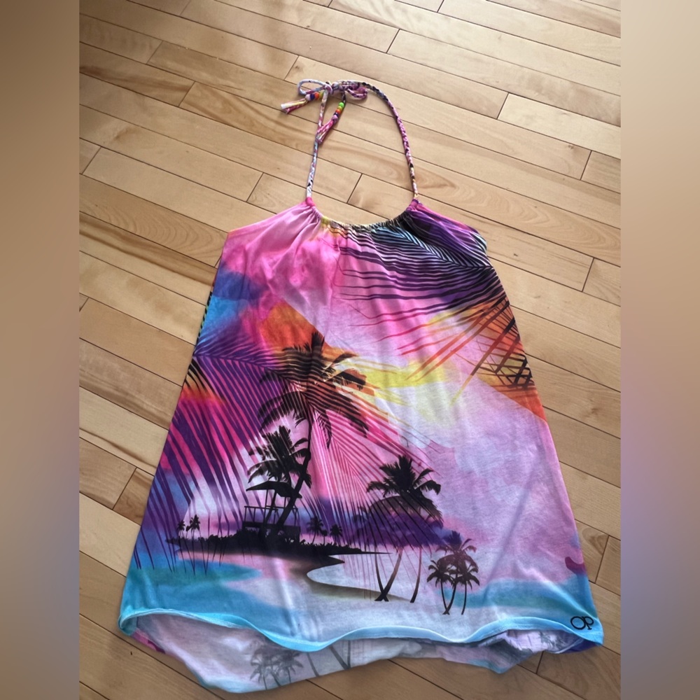 Colorful Tropical Print Halter Top